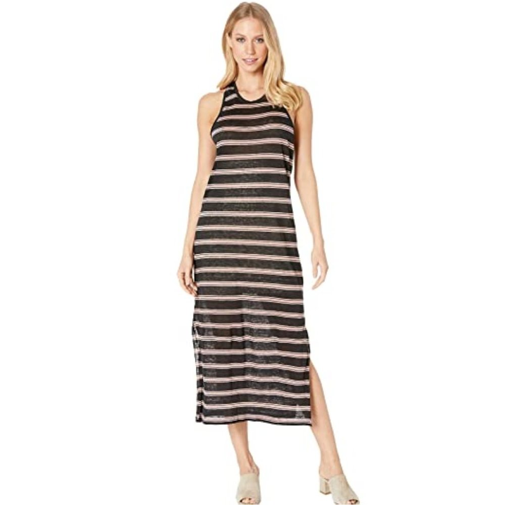 Joie Brellen Black White Red Stripes Racer Twisted Back Maxi Dress Size XS
